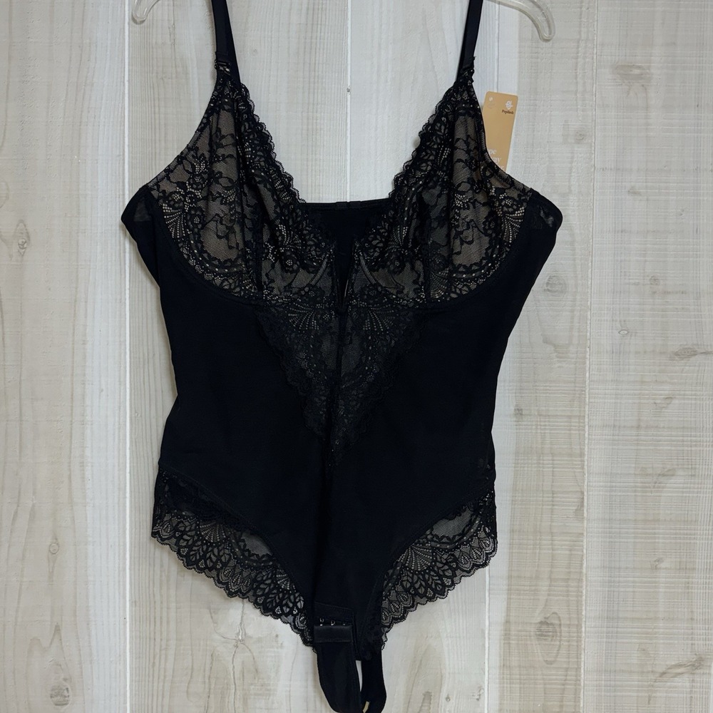 NWT Popilush Shapewear Lace Deep V-Neck Sculpting Thong Bodysuit Womens 3XL